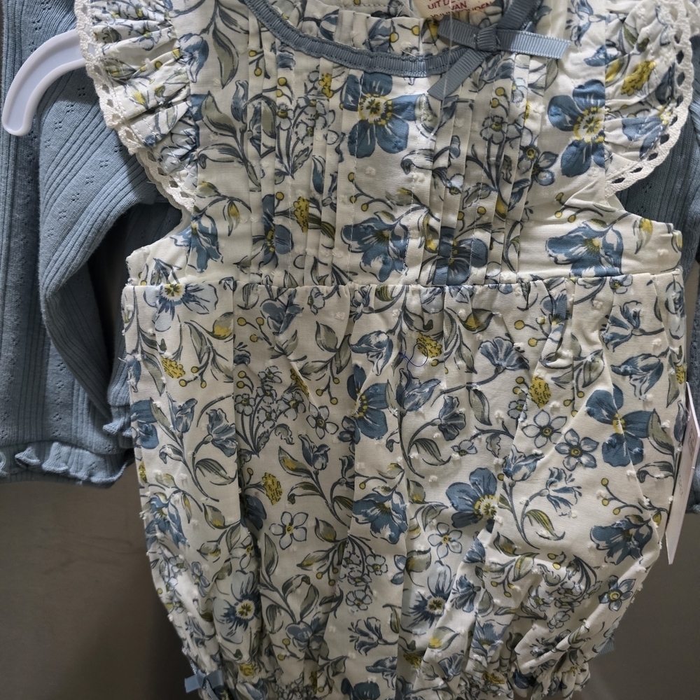 Happily Grey Kids Floral Bodysuit and Shoe Set - Blue and Yellow - Picture 10 of 12